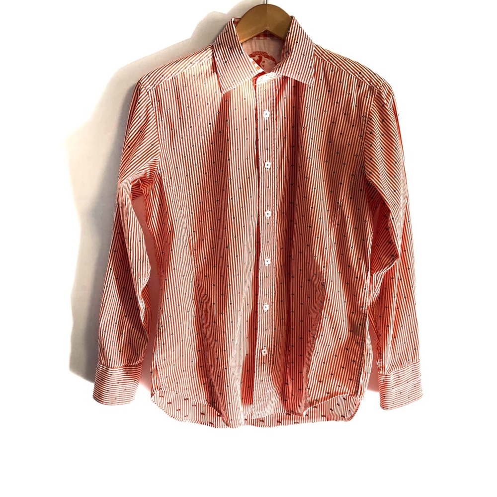 Men’s BUGATCHI Orange Patterned dress shirt